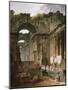 Ruins of a Roman Bath with Washerwomen, after 1766 (Oil on Canvas)-Hubert Robert-Mounted Giclee Print