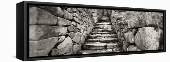 Ruins of a Staircase at an Archaeological Site, Inca Ruins, Machu Picchu, Cusco Region, Peru-null-Framed Stretched Canvas