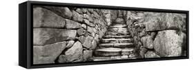 Ruins of a Staircase at an Archaeological Site, Inca Ruins, Machu Picchu, Cusco Region, Peru-null-Framed Stretched Canvas