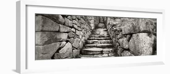 Ruins of a Staircase at an Archaeological Site, Inca Ruins, Machu Picchu, Cusco Region, Peru-null-Framed Photographic Print