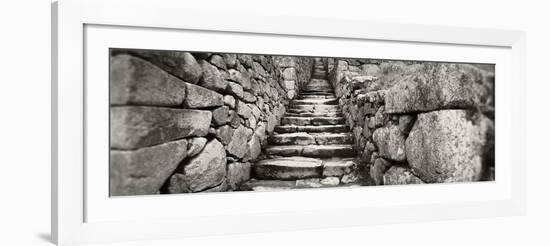 Ruins of a Staircase at an Archaeological Site, Inca Ruins, Machu Picchu, Cusco Region, Peru-null-Framed Photographic Print