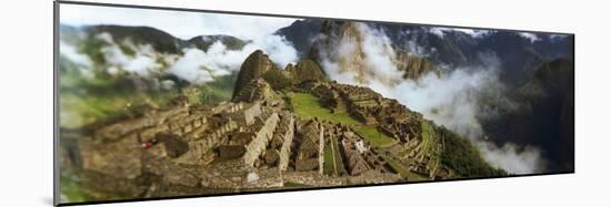 Ruins of Buildings at an Archaeological Site, Inca Ruins, Machu Picchu, Cusco Region, Peru-null-Mounted Photographic Print