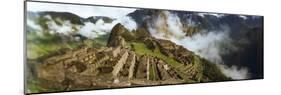 Ruins of Buildings at an Archaeological Site, Inca Ruins, Machu Picchu, Cusco Region, Peru-null-Mounted Photographic Print