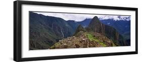 Ruins of Buildings at an Archaeological Site, Inca Ruins, Machu Picchu, Cusco Region, Peru-null-Framed Premium Photographic Print