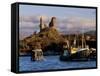 Ruins of Castle Moil and Fishing Harbour at Kyleakin, Skye, Inner Hebrides, Highlands, Scotland-Patrick Dieudonne-Framed Stretched Canvas