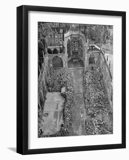 Ruins of Coventry Cathedral after Bombing by Germans During WWII-null-Framed Photographic Print