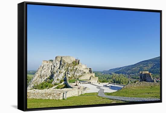 Ruins of Devin Castle, Danube River, Bratislava, Slovakia, Europe-Christian Kober-Framed Stretched Canvas