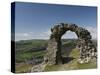 Ruins of Dinas Bran Castle and Village of Llangollen Below, Denbighshire-Richard Maschmeyer-Stretched Canvas