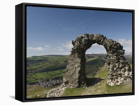 Ruins of Dinas Bran Castle and Village of Llangollen Below, Denbighshire-Richard Maschmeyer-Framed Stretched Canvas