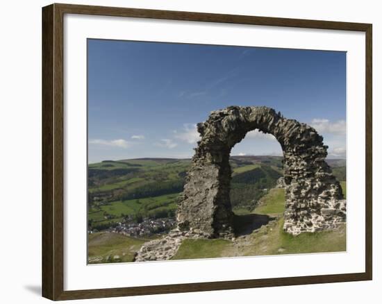 Ruins of Dinas Bran Castle and Village of Llangollen Below, Denbighshire-Richard Maschmeyer-Framed Photographic Print