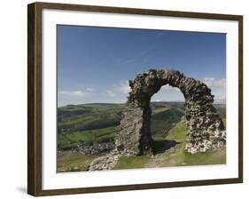 Ruins of Dinas Bran Castle and Village of Llangollen Below, Denbighshire-Richard Maschmeyer-Framed Photographic Print