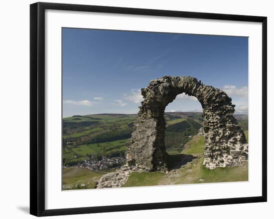 Ruins of Dinas Bran Castle and Village of Llangollen Below, Denbighshire-Richard Maschmeyer-Framed Photographic Print