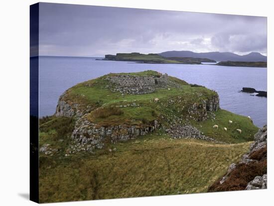 Ruins of Dun Ardrek, Guarding the Entrance of Loch Harport, Near Portnalong, Isle of Skye, Scotland-Patrick Dieudonne-Stretched Canvas