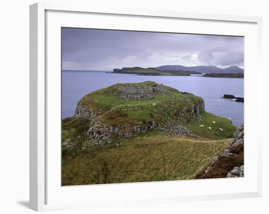 Ruins of Dun Ardrek, Guarding the Entrance of Loch Harport, Near Portnalong, Isle of Skye, Scotland-Patrick Dieudonne-Framed Photographic Print