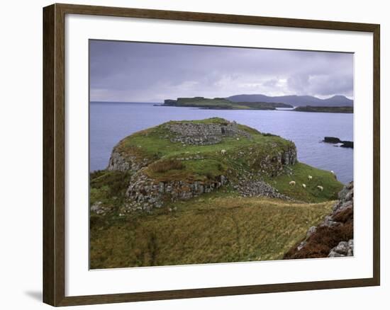 Ruins of Dun Ardrek, Guarding the Entrance of Loch Harport, Near Portnalong, Isle of Skye, Scotland-Patrick Dieudonne-Framed Photographic Print