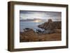 Ruins of Dunskey Castle on rugged coastline at sunset-Stuart Black-Framed Photographic Print