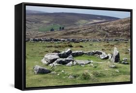 Ruins of Early Bronze Age House, About 3500 Years Old, Grimspound-David Lomax-Framed Stretched Canvas