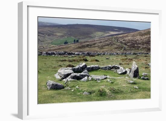 Ruins of Early Bronze Age House, About 3500 Years Old, Grimspound-David Lomax-Framed Photographic Print