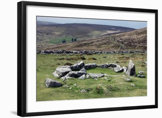 Ruins of Early Bronze Age House, About 3500 Years Old, Grimspound-David Lomax-Framed Photographic Print