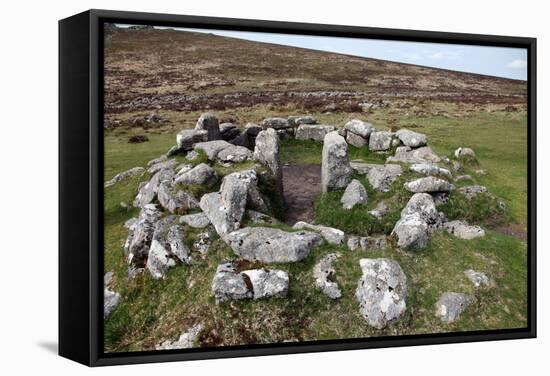 Ruins of Early Bronze Age House, About 3500 Years Old, Grimspound-David Lomax-Framed Stretched Canvas