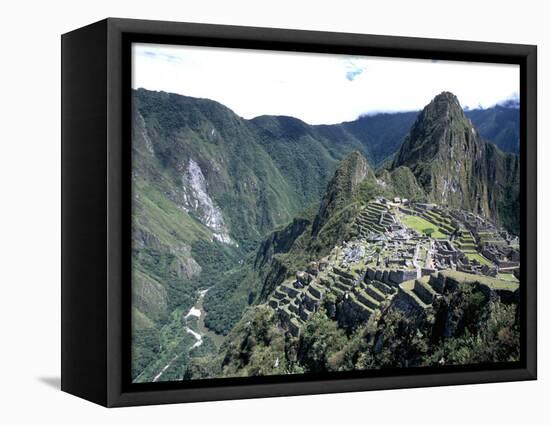 Ruins of Inca Town Site, Seen from South, with Rio Urabamba Below, Unesco World Heritage Site-Tony Waltham-Framed Stretched Canvas