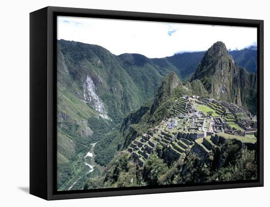 Ruins of Inca Town Site, Seen from South, with Rio Urabamba Below, Unesco World Heritage Site-Tony Waltham-Framed Stretched Canvas