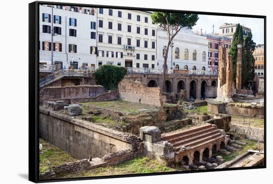 Ruins of Roman Temples at Area Sacra Di Largo Di Torre Argentina, Rome, UNESCO World Heritage Site-Nico Tondini-Framed Stretched Canvas