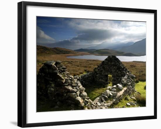 Ruins of Shephed's Hut at Llyn Y Dywarchen, Gwynedd, North Wales, UK-Ross Hoddinott-Framed Photographic Print