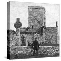Ruins of the Cathedral and St Martin's Cross, Iona, Argyll and Bute, Scotland, Late 19th Century-George Washington Wilson-Stretched Canvas