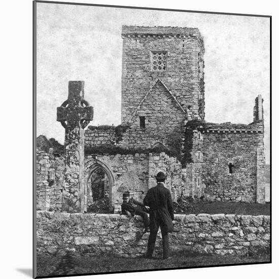 Ruins of the Cathedral and St Martin's Cross, Iona, Argyll and Bute, Scotland, Late 19th Century-George Washington Wilson-Mounted Giclee Print