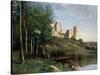 Ruins of the Chateau De Pierrefonds, C.1830-35-Jean-Baptiste-Camille Corot-Stretched Canvas