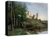 Ruins of the Chateau De Pierrefonds, C.1830-35-Jean-Baptiste-Camille Corot-Stretched Canvas