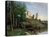 Ruins of the Chateau De Pierrefonds, C.1830-35-Jean-Baptiste-Camille Corot-Stretched Canvas