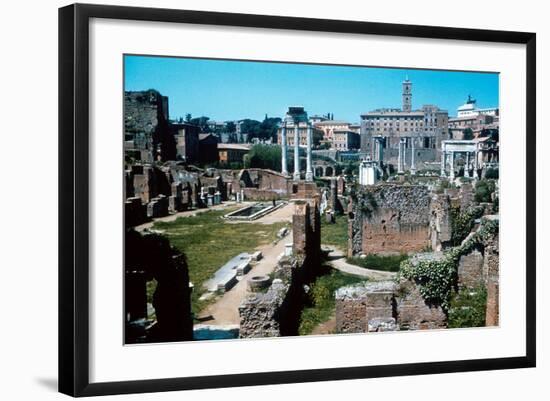 Ruins of the Forum, Rome with the House of the Vestals on the Left-null-Framed Photographic Print