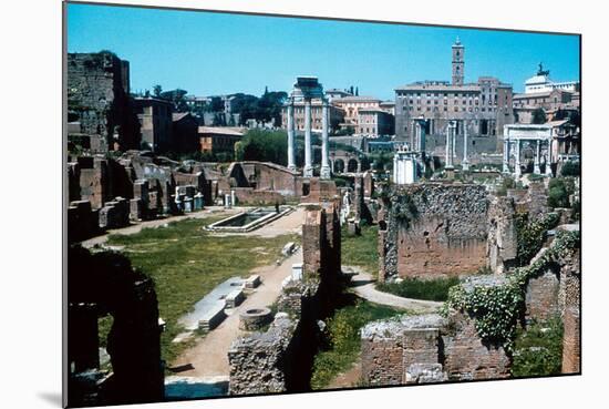 Ruins of the Forum, Rome with the House of the Vestals on the Left-null-Mounted Photographic Print