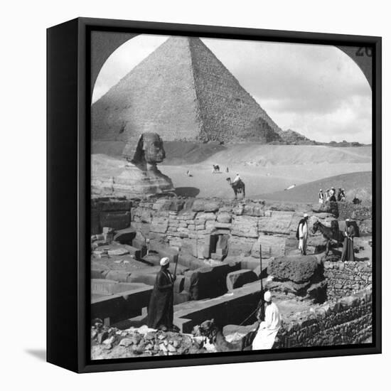 Ruins of the Granite Temple, the Sphinx and Great Pyramid, Egypt, 1905-Underwood & Underwood-Framed Stretched Canvas