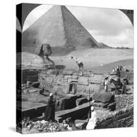 Ruins of the Granite Temple, the Sphinx and Great Pyramid, Egypt, 1905-Underwood & Underwood-Stretched Canvas