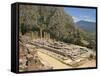 Ruins of the Temple of Apollo, with Hills in the Background, at Delphi, Greece-Ken Gillham-Framed Stretched Canvas