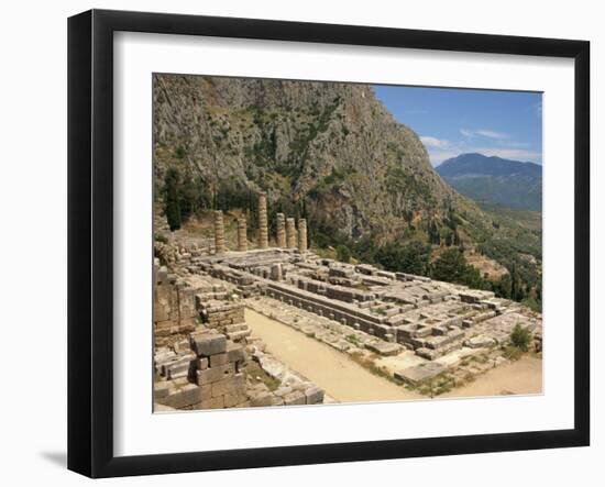 Ruins of the Temple of Apollo, with Hills in the Background, at Delphi, Greece-Ken Gillham-Framed Photographic Print