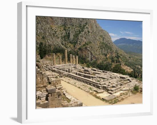 Ruins of the Temple of Apollo, with Hills in the Background, at Delphi, Greece-Ken Gillham-Framed Photographic Print