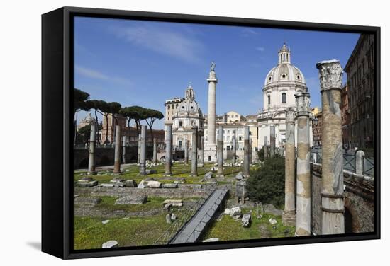 Ruins of Trajan Forum (Foro Traiano) with Trajan's Column and Santa Maria Di Loreto-Stuart Black-Framed Stretched Canvas