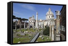 Ruins of Trajan Forum (Foro Traiano) with Trajan's Column and Santa Maria Di Loreto-Stuart Black-Framed Stretched Canvas