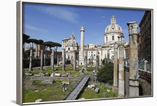 Ruins of Trajan Forum (Foro Traiano) with Trajan's Column and Santa Maria Di Loreto-Stuart Black-Framed Photographic Print