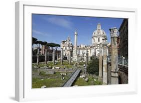 Ruins of Trajan Forum (Foro Traiano) with Trajan's Column and Santa Maria Di Loreto-Stuart Black-Framed Photographic Print