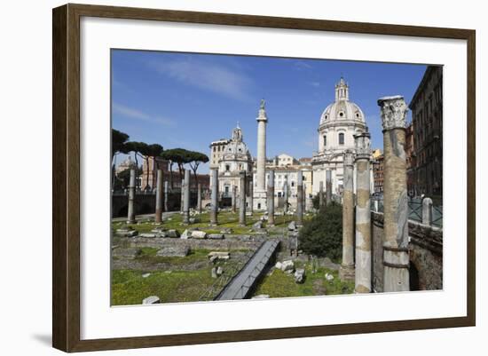 Ruins of Trajan Forum (Foro Traiano) with Trajan's Column and Santa Maria Di Loreto-Stuart Black-Framed Photographic Print