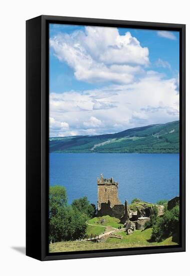 Ruins of Urquhart Castle on Banks of Loch Ness, Drumnadrochit, Scotland, United Kingdom-null-Framed Stretched Canvas