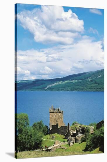 Ruins of Urquhart Castle on Banks of Loch Ness, Drumnadrochit, Scotland, United Kingdom-null-Stretched Canvas