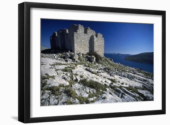 Ruins of Venetian Tower on Mount Tarac, Kornati Islands, Croatia, 15th-Century-null-Framed Giclee Print