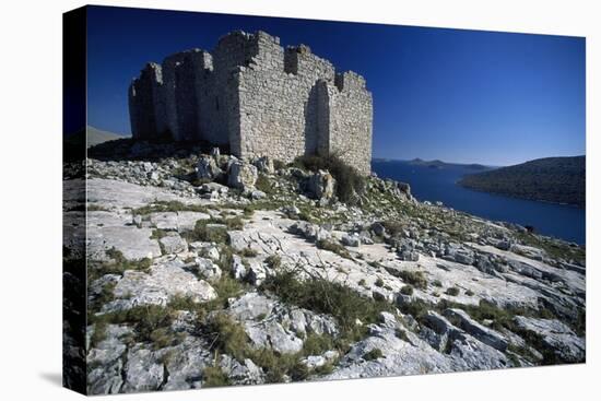 Ruins of Venetian Tower on Mount Tarac, Kornati Islands, Croatia, 15th-Century-null-Stretched Canvas