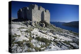 Ruins of Venetian Tower on Mount Tarac, Kornati Islands, Croatia, 15th-Century-null-Stretched Canvas